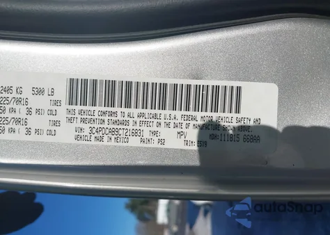 2012 Dodge Journey Se/Avp z USA, uszkodzony, nr VIN 3C4PDCAB9CT216831